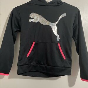 Puma Kids Black Hoodie with Pink Accents